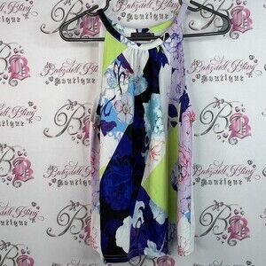 Mirrou tank top patch work style Elegant Floral Women's Blouse Blue and Purple